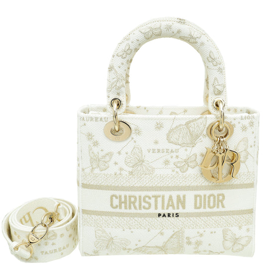 Christian Dior Bicolor Lady D-Lite Medium Butterfly Zodiac Embroidery Bag Rovelle Bags