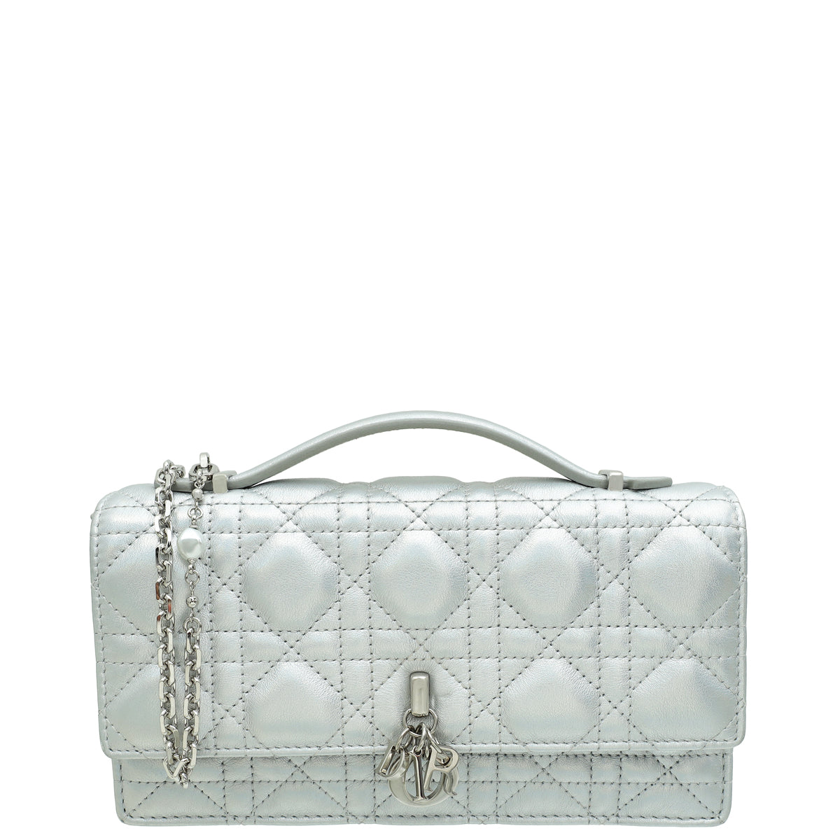 Christian Dior Iridescent Metallic Silver My Dior Cannage Mini Bag Rovelle Bags
