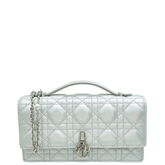 Christian Dior Iridescent Metallic Silver My Dior Cannage Mini Bag Rovelle Bags