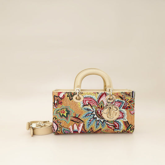 Christian Dior Multicolor Lady D-Joy Medium Raffai Albero Della Vita Embroidery Bag Rovelle Bags