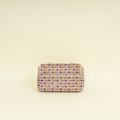Christian Dior Gold Multicolor Caro Embellished Small Flap Bag Rovelle Bags