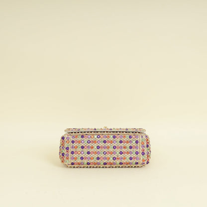 Christian Dior Gold Multicolor Caro Embellished Small Flap Bag Rovelle Bags