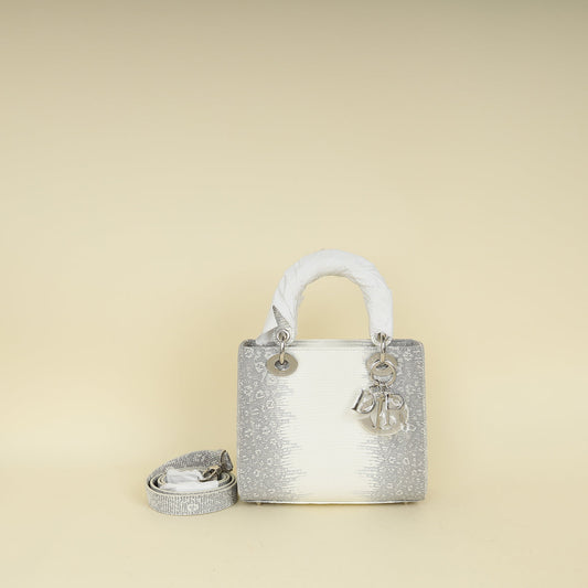 Christian Dior White Ombre Lizard Lady Dior Small Bag Rovelle Bags