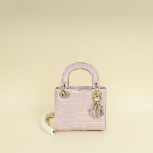 Christian Dior Lilac Lady Dior Mini Alligator Mississippiensis Crystal Bag Rovelle Bags