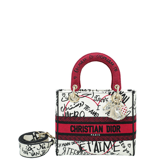 Christian Dior Multicolor Lady Dior D-Lite Dioramour Graffiti Medium Bag Rovelle Bags