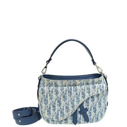 Christian Dior Blue Denim Oblique Soft Saddle Kasuri Mini Bag Rovelle Bags