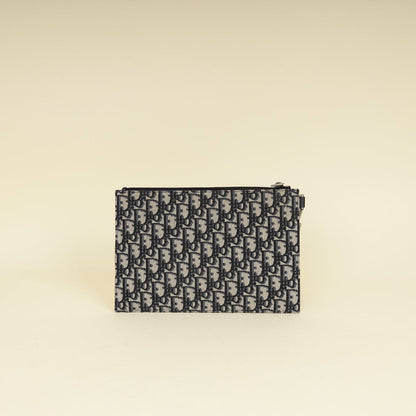 Christian Dior Navy Blue Oblique A5 Zipped Pouch Rovelle Bags