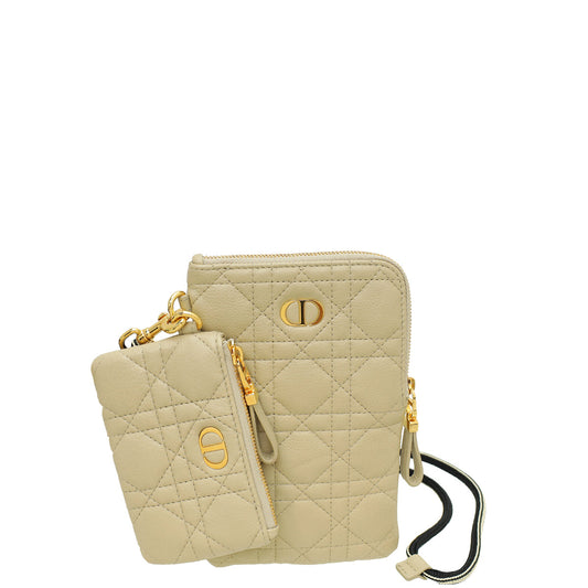 Christian Dior Beige Cannage Caro Multifunctional Pouch Rovelle Bags