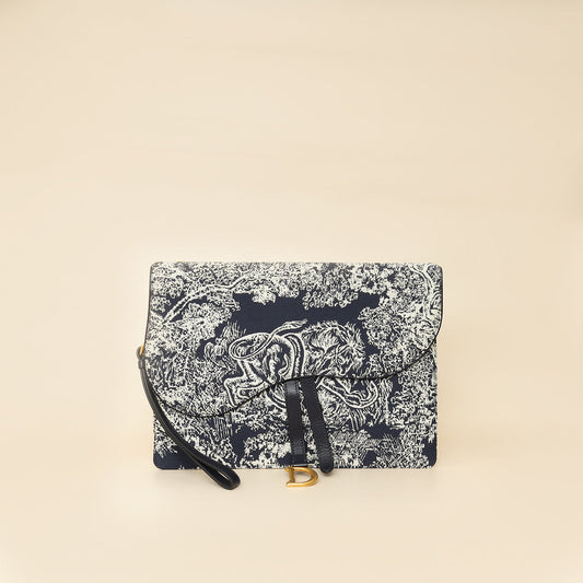 Christian Dior Bicolor Toile De Jouy Reverse Saddle Pouch Rovelle Bags