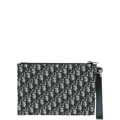 Christian Dior Navy Blue Oblique Jacquard A5 Pouch Rovelle Bags