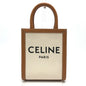 CELINE Shoulder Bag Canvas / leather beige logo Vertical hippo mini Women