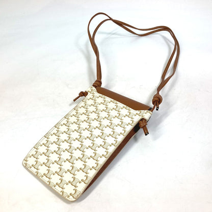 CELINE Mobile case 10G332CQD PVC / nylon beige triomphe phone case bail pouch Women