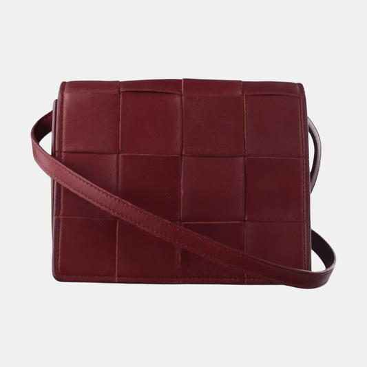 Bottega Veneta Cassette Mini Burgundy Leather Crossbody Bag