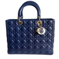 Lady Dior Large Bag Navy Lambskin Cannage Leather Rovelle Bags