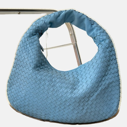 Bottega Veneta Veneta Hobo Medium Baby Blue Intrecciato Leather Bag 43cm