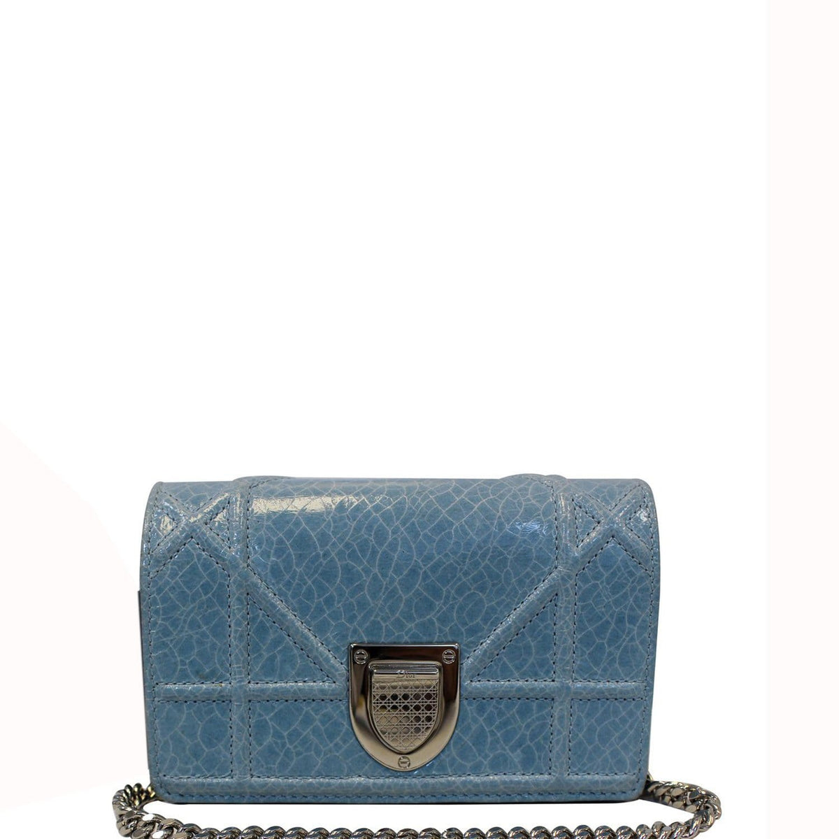 CHRISTIAN DIOR Aqua Blue Leather Mini Diorama Crossbody Bag - Last Call Rovelle Bags