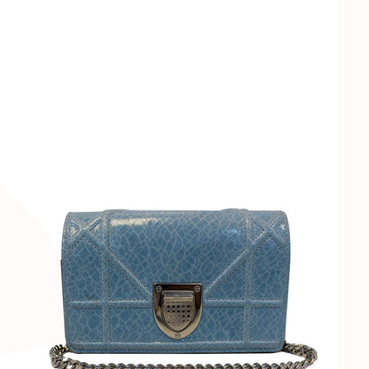 CHRISTIAN DIOR Aqua Blue Leather Mini Diorama Crossbody Bag - Last Call Rovelle Bags