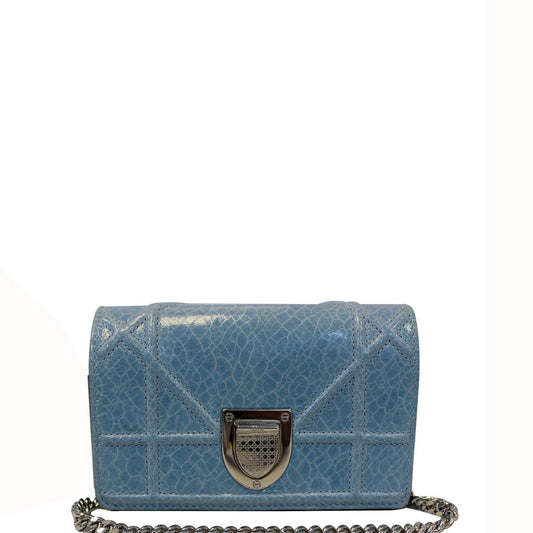 CHRISTIAN DIOR Aqua Blue Leather Mini Diorama Crossbody Bag - Last Call Rovelle Bags