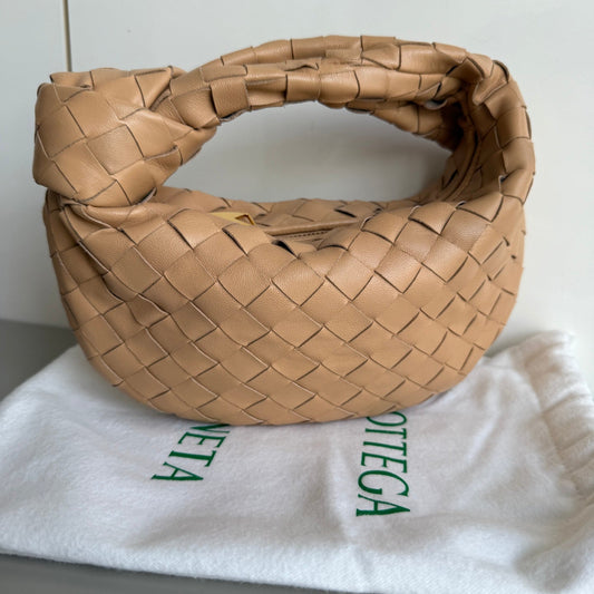 Bottega Veneta Jodie Mini Almond Beige Lambskin Leather Clutch Bag