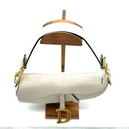 Dior Saddle White Medium Grained Leather Handbag Rovelle Bags