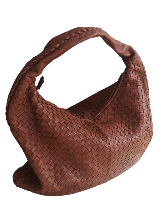 Bottega Veneta Intrecciato Hobo Bag in Brown Red Nappa leather Large