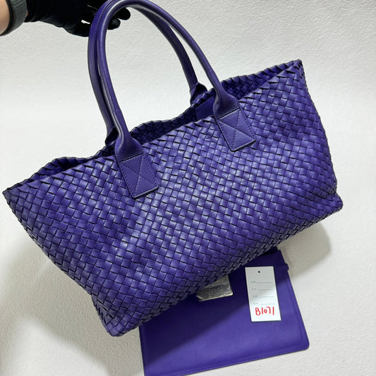 Bottega Veneta Cabat Tote Large Intreccio Royal Blue Leather 40cm