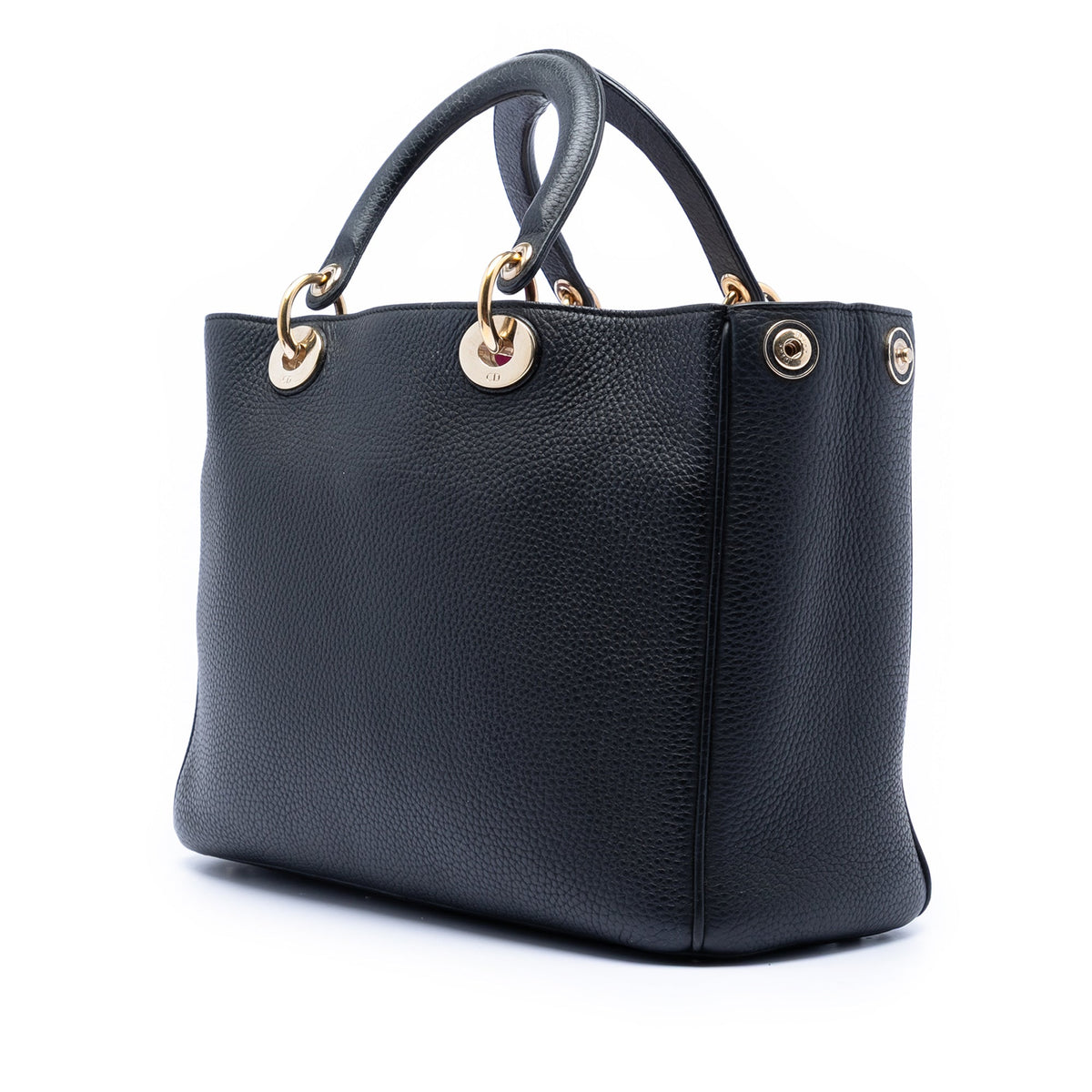 Black Dior Medium Pebbled Calfskin Diorissimo Satchel Rovelle Bags