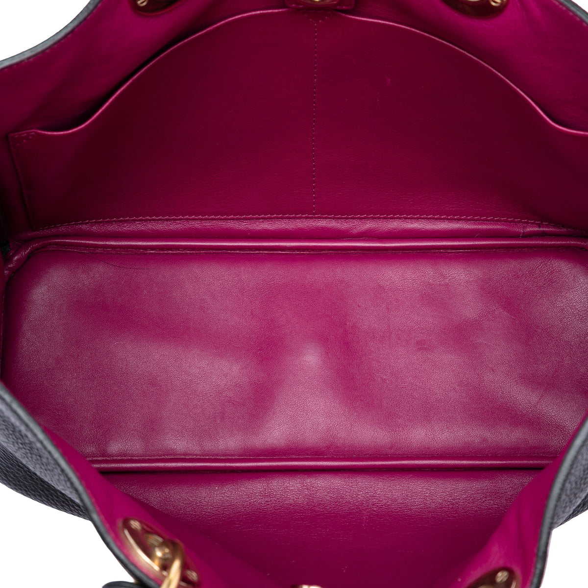 Black Dior Medium Pebbled Calfskin Diorissimo Satchel Rovelle Bags
