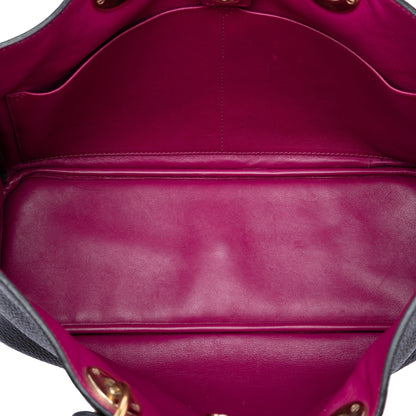 Black Dior Medium Pebbled Calfskin Diorissimo Satchel Rovelle Bags