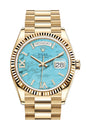 RLX Day-Date 36 Turquoise Dial 18K Yellow Gold Watch 128238