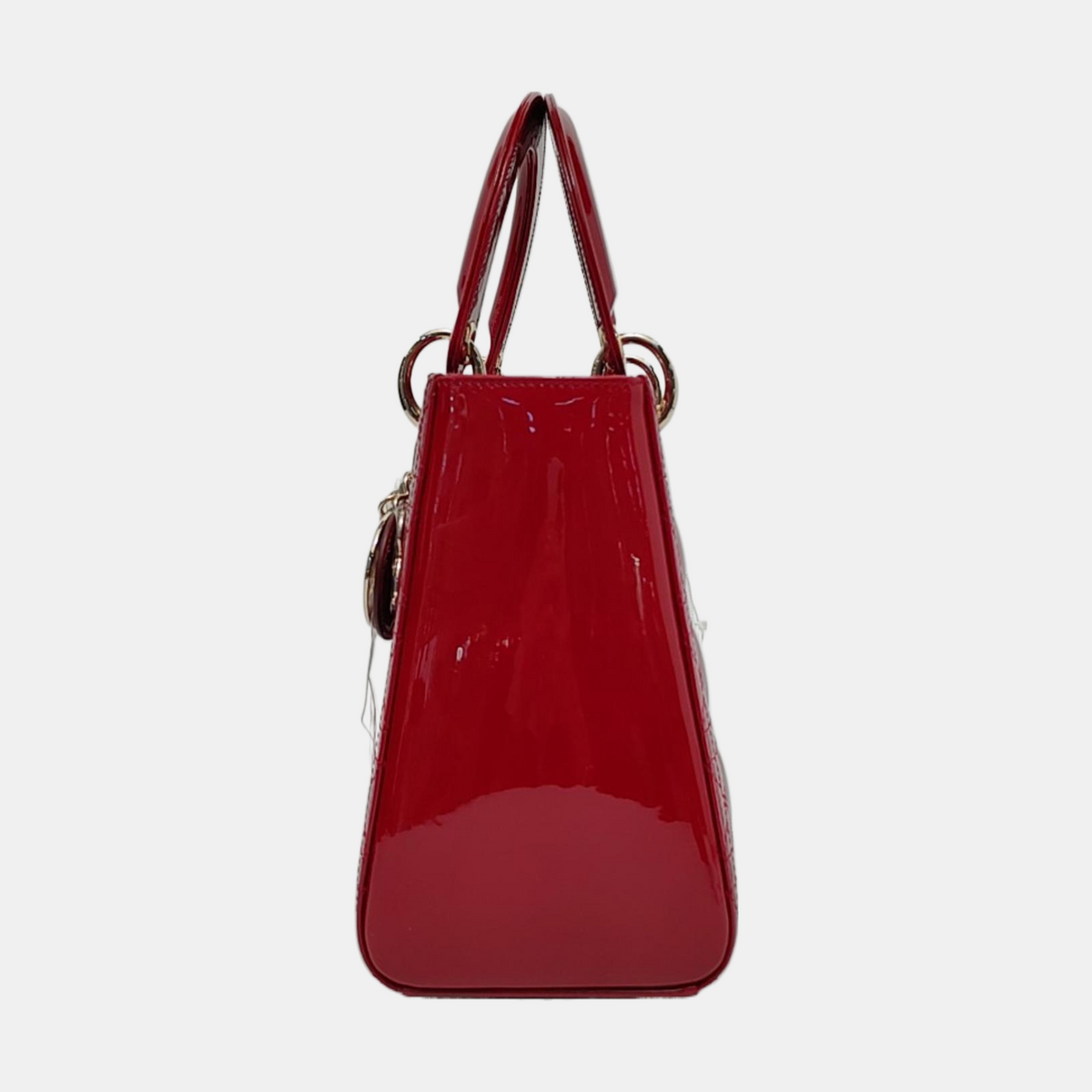 Lady Dior 2020 Medium Red Burgundy Patent Leather Handbag Gold Hardware Rovelle Bags