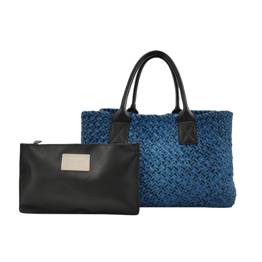 Bottega Veneta Cabat Tote Intreccio Leather Navy and Black 42cm
