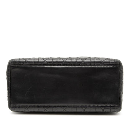 Black Dior Medium Lambskin Cannage Lady Dior Satchel Rovelle Bags