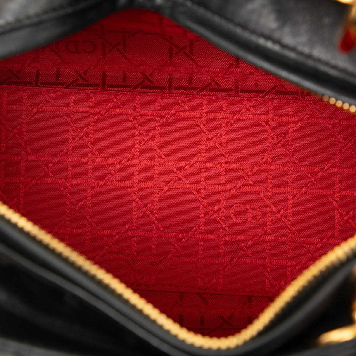 Black Dior Medium Lambskin Cannage Lady Dior Satchel Rovelle Bags
