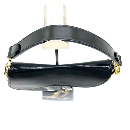 Dior Saddle Small Shoulder Bag Black Patent Leather Rovelle Bags