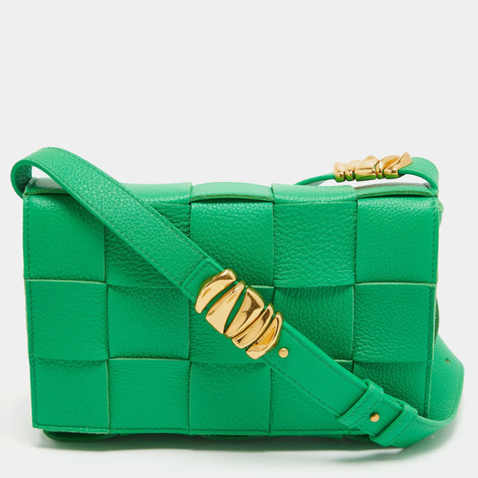Bottega Veneta Cassette Parakeet Green Leather Crossbody Bag
