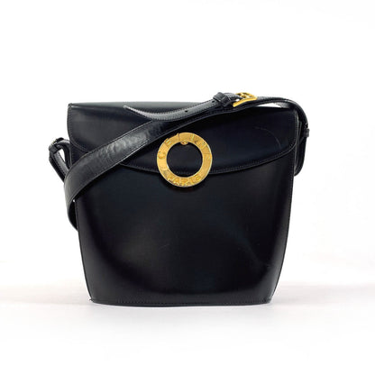 CELINE Shoulder Bag leather black Circle logo