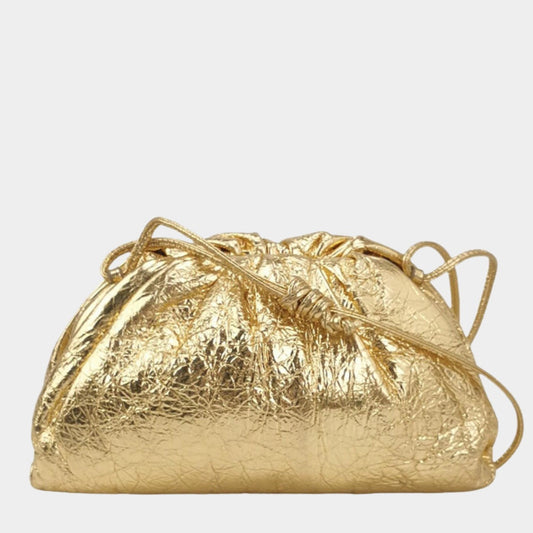 Bottega Veneta Pouch Mini Gold Lambskin Leather Crossbody Bag