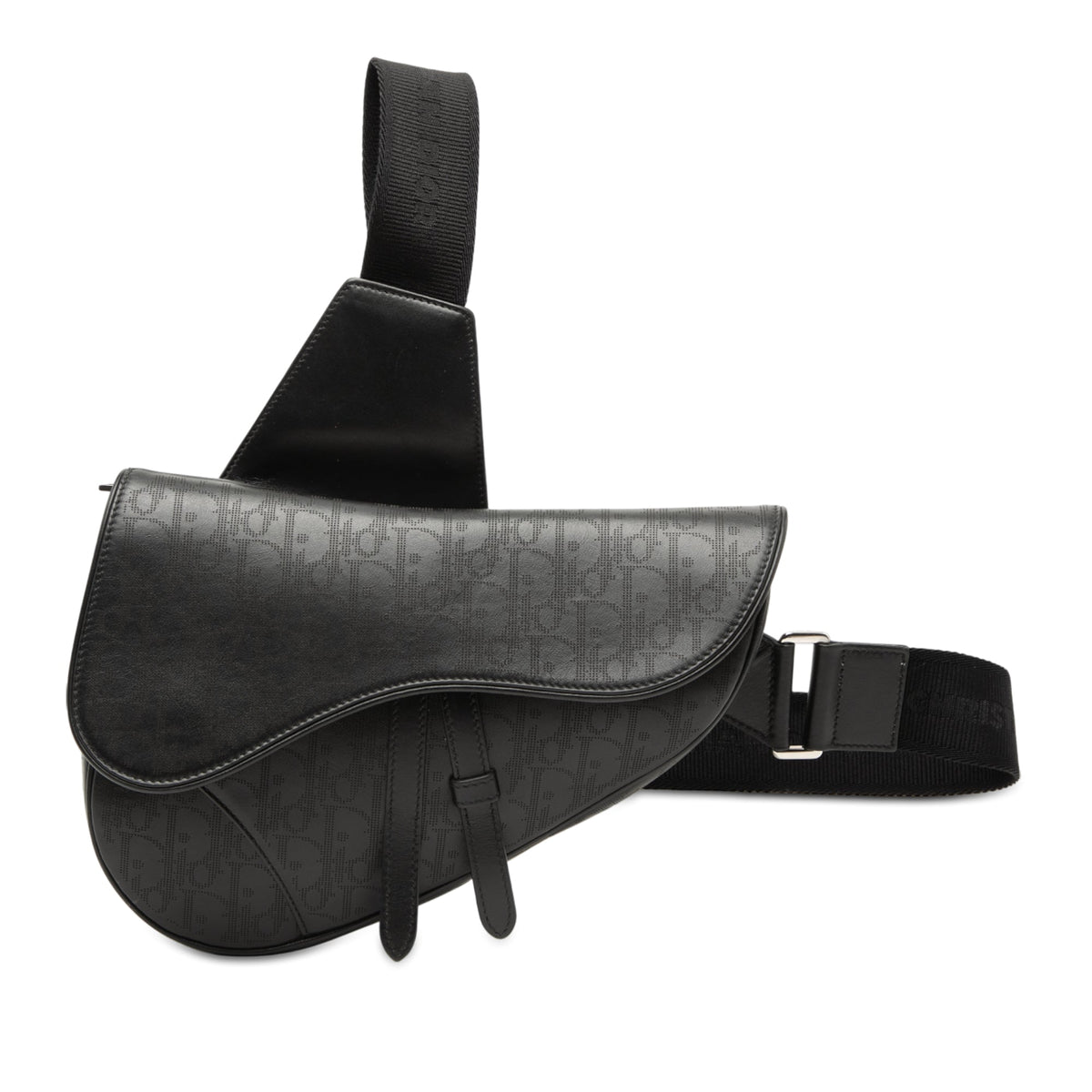 Black Dior Oblique Perforated Calfskin Galaxy Saddle Bag Rovelle Bags