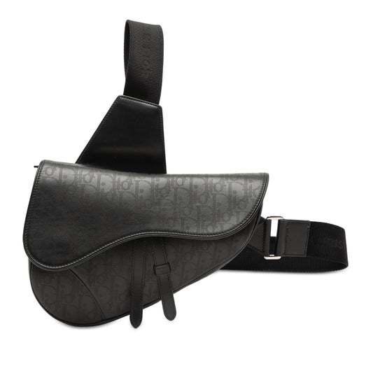Black Dior Oblique Perforated Calfskin Galaxy Saddle Bag Rovelle Bags