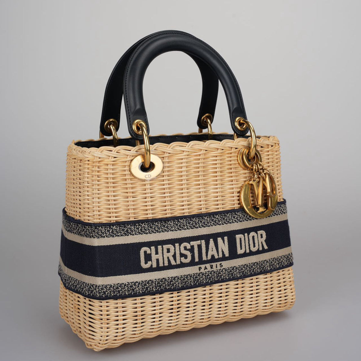 Dior Lady Dior Canvas Blue Handbag Rovelle Bags
