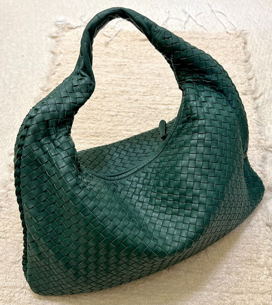 Bottega Veneta Veneta Hobo Large Dark Green 47cm Lambskin Leather