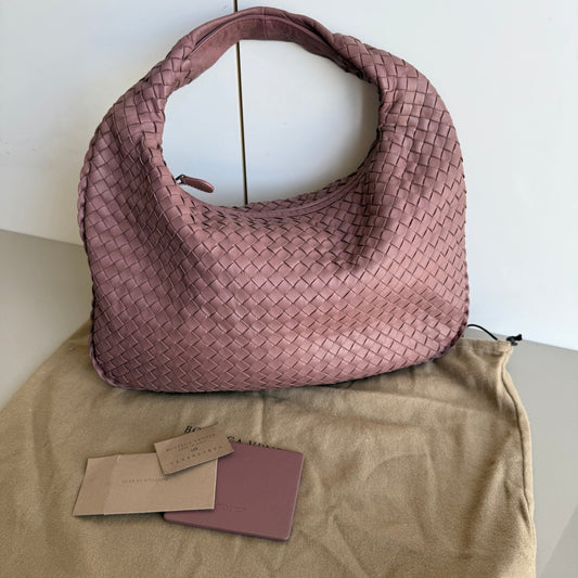 Bottega Veneta Veneta Leather Hobo Small Nude Dirty Pink 40cm