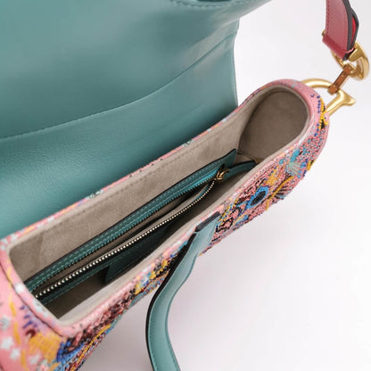 Christian Dior Saddle Medium Multicolor Beads and Calfskin Leather Shoulder Bag Rovelle Bags