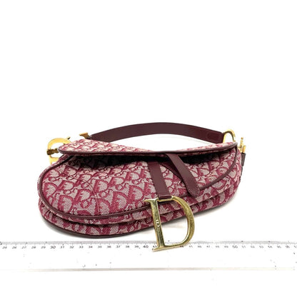 Dior Saddle Medium Red Burgundy Monogram Oblique Shoulder Bag 2002 Rovelle Bags