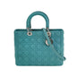Lady Dior Large Bag Teal Blue Lambskin Cannage Leather Rovelle Bags