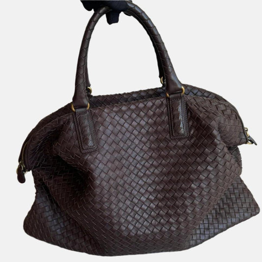 Bottega Veneta Maxi Convertible Tote Bag Hobo Chocolate Brown Leather Two-way Carry 50cm