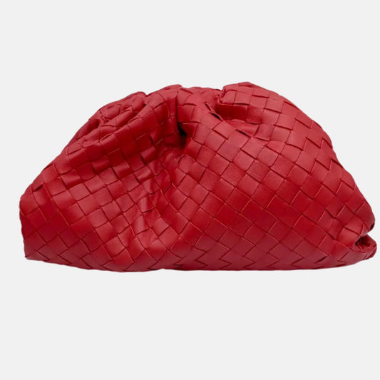 Bottega Veneta Pouch Large Intrecciato Leather Clutch Red