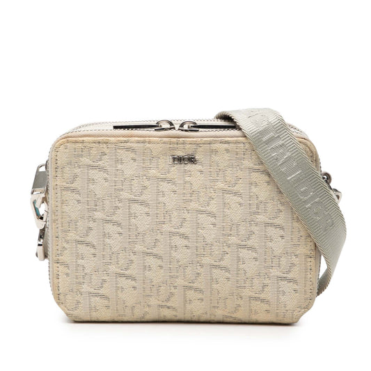 Beige Dior Oblique Canvas Double Zip Crossbody Rovelle Bags