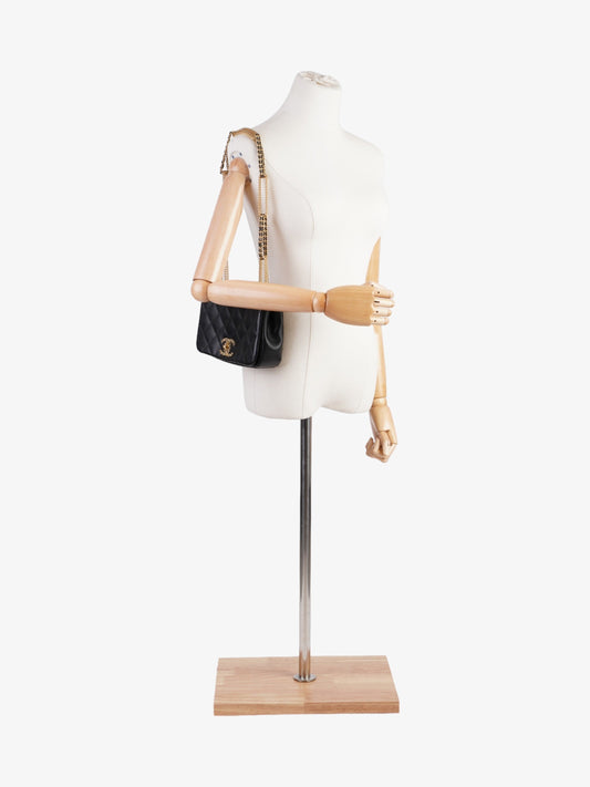 Chanel On And On Full Flap Black Lambskin Leather Small Rovelle Bags
